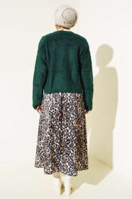 Örgü Düğmeli Kısa Hırka Nefti - Triko Hırka