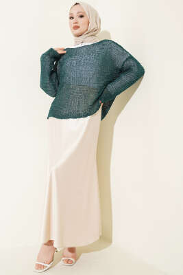 Örgü File Kazak Petrol - Triko Kazak