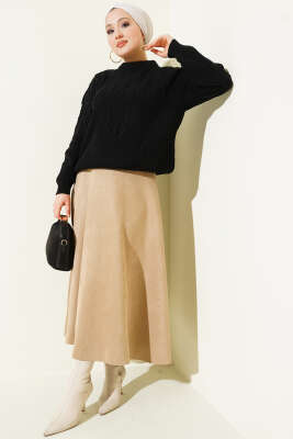 Örgü İşlemeli Triko Kazak Siyah - Yılın Fırsatı