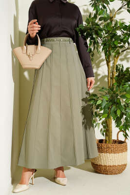 Örgü Kemerli Çımalı Etek Çağla Yeşili - ALİ AKKAYA