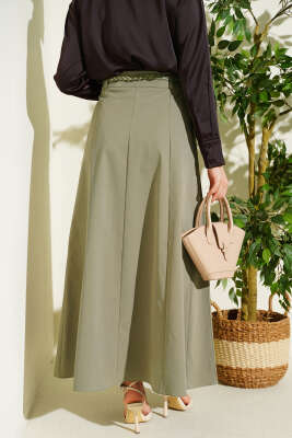 Örgü Kemerli Çımalı Etek Çağla Yeşili - Etek