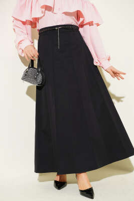 Örgü Kemerli Çımalı Etek Siyah - ALİ AKKAYA