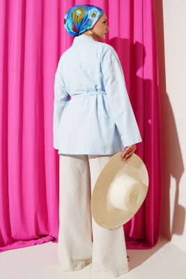 Örgü Kemerli Kimono Bebe Mavi - Dış Giyim&Mont