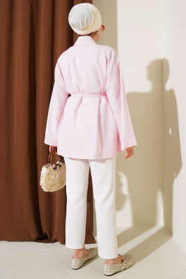 Örgü Kemerli Kimono Pembe - Dış Giyim&Mont