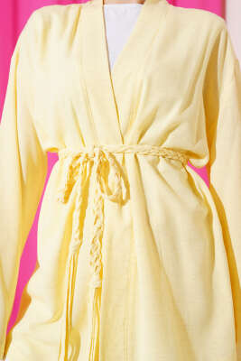 Örgü Kemerli Kimono Sarı - 500-700 TL Ürünler