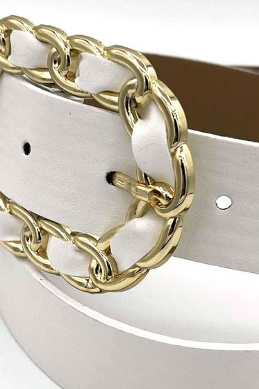 Örgü Model Beyaz Kemer - Deri Kemer