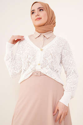 Örgü Model Hırka Ekru - Hırka