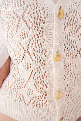 Örgü Model Hırka Ekru - Hırka