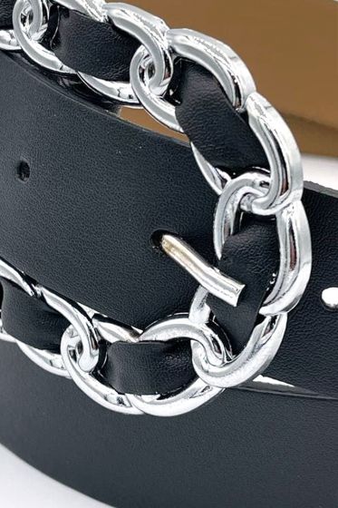 Örgü Model Siyah Gümüş Kemer - Deri Kemer