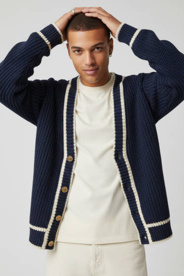 Örgü Triko Hırka Lacivert - Erkek Hırka