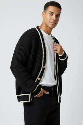 Örgü Triko Hırka Siyah - GİESTO