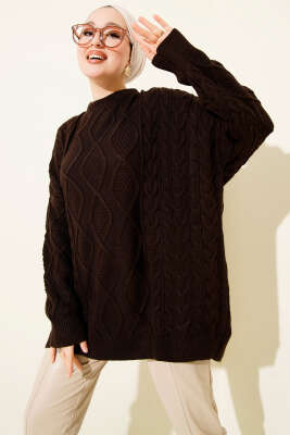 Örme Triko Kazak Acı Kahve 