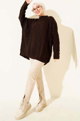 Örme Triko Kazak Acı Kahve - Triko Kazak