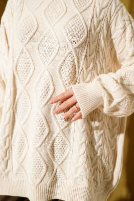 Örme Triko Kazak Bej - Triko Kazak