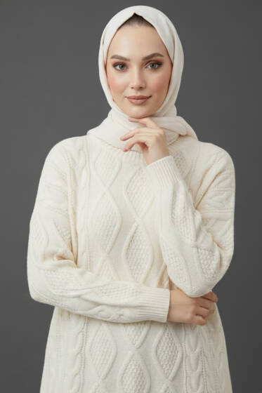 Örme Triko Kazak Ekru - Triko Kazak