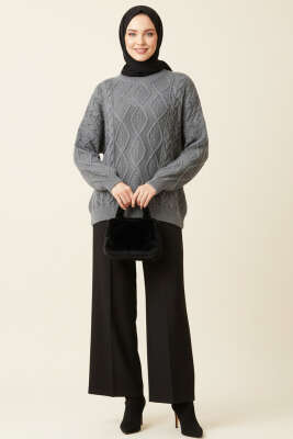 Örme Triko Kazak Füme - Triko Kazak