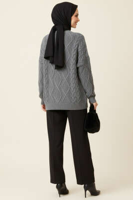 Örme Triko Kazak Füme - Triko Kazak