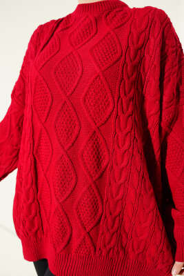 Örme Triko Kazak Kırmızı - Triko Kazak