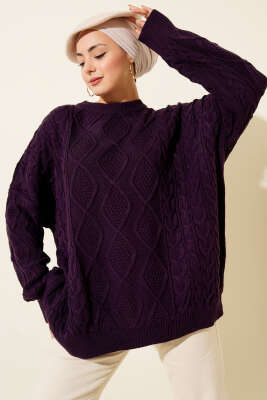 Örme Triko Kazak Mor 