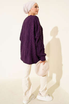 Örme Triko Kazak Mor - Triko Kazak