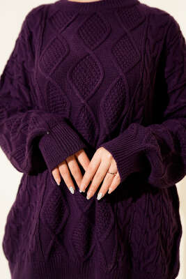 Örme Triko Kazak Mor - Triko Kazak