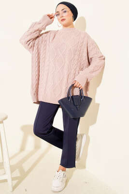 Örme Triko Kazak Pudra - Triko Kazak