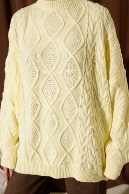 Örme Triko Kazak Sarı - Triko Kazak