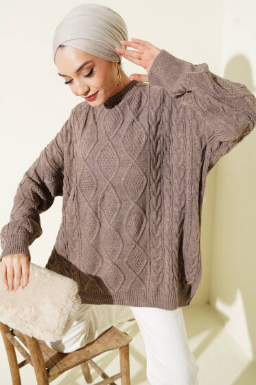 Örme Triko Kazak Vizon - Triko Kazak