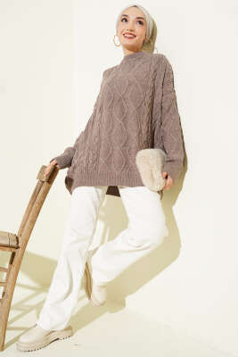 Örme Triko Kazak Vizon - Yılın Fırsatı