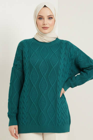 Örme Triko Kazak Zümrüt - Triko Kazak
