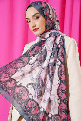 Otantik Desen Soft Pamuk Şal Pembe 
