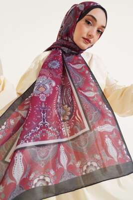 Otantik Desen Soft Şal Bordo 