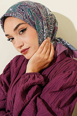 Otantik Motifli Eşarp Magenta - ASSE BONE