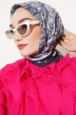 Otantik Paisley Desen Eşarp Antrasit 