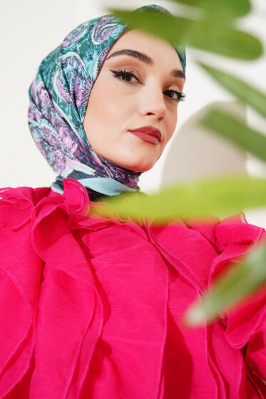 Otantik Paisley Desen Eşarp Mint Yeşili - Başörtüsü