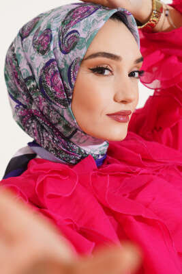 Otantik Paisley Desen Eşarp Mor 