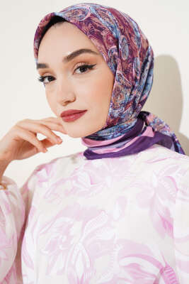 Otantik Paisley Desen Eşarp Mor Pembe - Başörtüsü