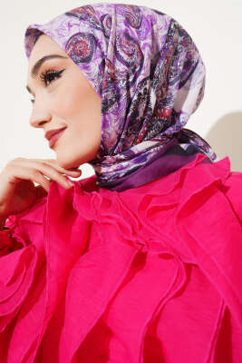 Otantik Paisley Desen Eşarp Mürdüm 