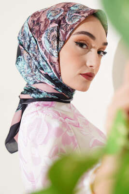 Otantik Paisley Desen Eşarp Siyah Latte 