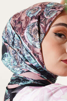 Otantik Paisley Desen Eşarp Siyah Latte - Başörtüsü