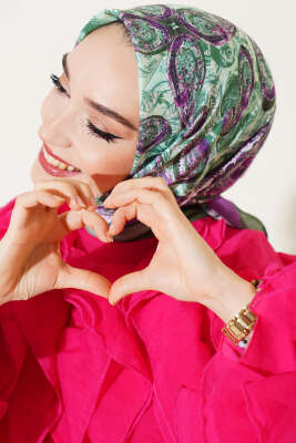 Otantik Paisley Desen Eşarp Yeşil 