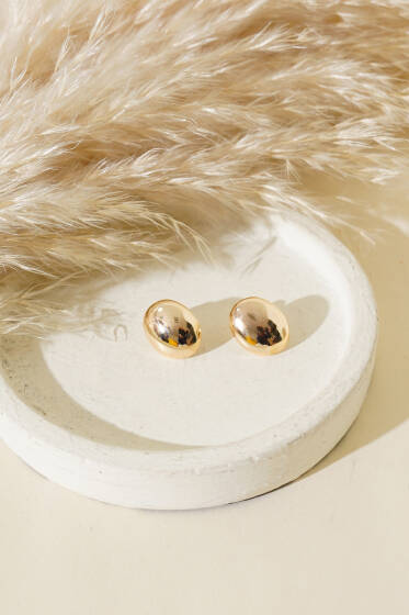 Oval Bombeli Küpe Gold - Küpe