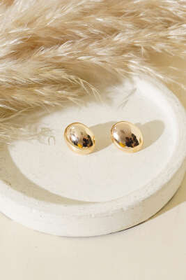 Oval Bombeli Küpe Gold - Küpe