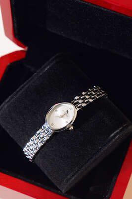 Oval Çerçeveli Kadın Saat Silver 