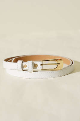 Oval Dikdörtgen Tokalı İnce Kemer Beyaz - DESREE KEMER