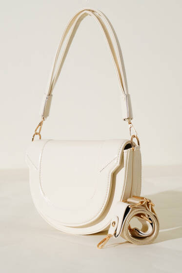 Oval Dikiş Detaylı Çanta Krem - Kol Çantası