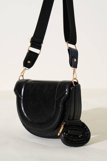 Oval Dikiş Detaylı Çanta Siyah - Kol Çantası