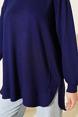 Oval Dikişli Loyşa Tunik Lacivert - Tunik