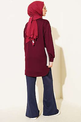 Oval Dikişli Loyşa Tunik Mürdüm - Tunik
