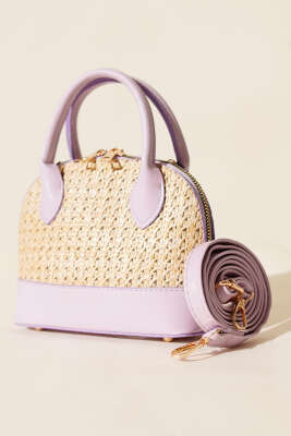 Oval Hasır Detaylı Çanta Lila - DESREE KEMER